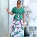 Women's Clothing Plus Size Clothes Print Maxi Dress For Women – Elegant Long Sleeve Lemon Yellow/Red/Black/Green (L-3XL)_ecoleips.com