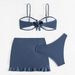 Aria Basics European And American Three-piece Swimsuit For Women, Solid Color Sexy Swimsuit, New Bikini_ecoleips.com