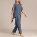 Women's Casual Off-Shoulder Top And Trousers Set Irregular Batwing Sleeve Elegant Two-Piece Commuter Outfit_ecoleips.com