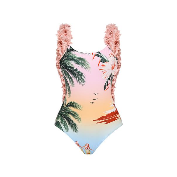 Women's Clothing New One Piece Backless Swimsuit Women's Handmade Flower Vacation Swimsuit_ecoleips.com