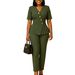 Women's Fashion Two Piece Set OL Commuter Solid Color Top And Pants African Suit New_ecoleips.com