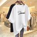 Plus Size Letter Print Top For Women Short Sleeved T-Shirt Mid-Length Summer New Style Clothing_ecoleips.com