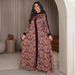 Modest Abaya Dress Elegant Muslim Jilbab Dress With Velvet & Floral Print – Modest Long Sleeve Maxi Dress_ecoleips.com