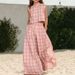 Women's Sleeveless Plaid Wide Leg Pants Set European American Style Summer Casual Fashion Two Piece Trendy Cross Border_ecoleips.com