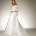 Wedding Dress New One Shoulder Long Sleeve Slim Princess Tail Bow Bride Out Wedding Dress Satin_ecoleips.com