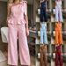 Women's Elegant Commuter Two Piece Set Sleeveless Camisole Bow Tie Top And Pants Solid Color European American Style_ecoleips.com
