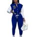 Women's Letter Color Block Jacket Single Breasted Thickened Sports Suit_ecoleips.com
