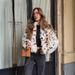 Women's Faux Fur Coat - Light Leopard Print, Elegant Stand Collar, Winter Fashion Outerwear For Street & Glamour Styles_ecoleips.com
