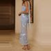 Women's Sexy Strapless Hollow Out Evening Dress Spring Embroidery Floral Mesh Long Dress Summer Backless Tie-up Bohemian Dresses_ecoleips.com
