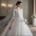 Women's Clothing French Style Long Sleeved Wedding Dress Simple Elegant Floor Length Slimming Plus Size Petite Design For Spring_ecoleips.com