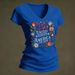 Women's 3D Printed American Flag V-Neck T-Shirt Oversized Casual Soft Polyester Blend Top in Multiple Colors_ecoleips.com