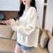 Women's Thin Round-neck Sweatshirt For Petite Figures, Korean Style, Loose Fit, New Spring/autumn Solid Color, Simple_ecoleips.com