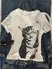 Summer Harajuku Letter Graphic T Shirts Y2k Tops Cat Print Women High Street Oversized T Shirt Streetwear Vintage Tee Clothing_ecoleips.com