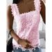 Women's Clothing Elegant Lace Square Neck Sleeveless Vest Top New Summer Arrival For Women_ecoleips.com
