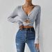 2026 New Fashion Women's Clothing Ins Sexy Wind V-Neck T-Shirt Spring And Autumn Careful Machinery Open Navel Slim Short Top_ecoleips.com
