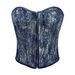 Women's Clothing New Blue Zipper Strap Silver Sequins Ladies Denim Tube Top Body Shaper Waist Seal Waist_ecoleips.com