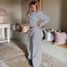 Women's Winter Fashion Solid Color Button Down Cardigan And Sweatshirt Set Casual Two-Piece Style_ecoleips.com