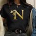 European And American Cross-border Foreign Trade Women's Floral Letter Print Round-neck Short-sleeve T-shirt Top_ecoleips.com