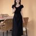Plus-size Women's Summer Dopamine French-style First Love Dress With Elegant Tie-waist Design And Pleated Long Skirt_ecoleips.com