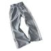 Women's Clothing 2026 Faux Two Piece Design, Loose Fitting American Retro Embroidered Rhinestone Trendy Unisex High Street Casual Pants_ecoleips.com