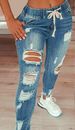 Aria Basics 2025 Cross-Border European And American Elastic Women's Jeans High Waist Ripped Skinny Lace-Up Long_ecoleips.com
