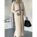 Women's Style Chic Retro Color Block Knit Dress Elegant Pleated Loose Long Skirt_ecoleips.com