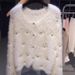Women's Clothing Chunky Beaded Knit Sweater – Oversized Korean-Style Cardigan For Women_ecoleips.com