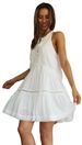 White Halter Neck Tiered Mini Dress For Women, Sleeveless Lace Hollow Out Flowy Short Sundress, Casual Boho A-Line Dress For Summer Beach Vacation Dai_ecoleips.com