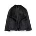 Women's Faux Fox Fur Coat Winter Elegant Faux Fur Jacket With Lapel Loose Fit Stylish Outerwear_ecoleips.com