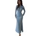 Women's Clothing Spring Celebrity Slim Long Sleeve Pleated Straps Irregular Long Skirt Dress Female_ecoleips.com