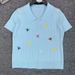 Elegant Embroidered Polo Knit Top For Women - Breathable Viscose Blend Short Sleeve Casual Summer Blouse_ecoleips.com