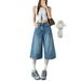 Women's High-Waisted Slimming Cropped Wide Leg Jeans American Retro Style Loose Straight Leg Six Point mid Length Summer Pants_ecoleips.com