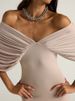 Mozision Women Off-shoulder Ruched Sexy Maxi Dress Elegant Deep V Neck Draped Sleeve Bodycon Club Party Long Dresses Female_ecoleips.com