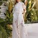 Women's Clothing Solid Color Casual Hollow Cardigan Top Wide Leg Pants Two Piece Set_ecoleips.com