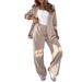 Women's Clothing Fashion New Solid Color Temperament Commuting Ribbed 2 Piece Suit_ecoleips.com