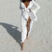 Beach Cover Up Dress With Lace Trim | Long Sleeve Sun Protection Sheer Kimono For Vacation Swimwear_ecoleips.com