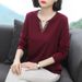Korean Long-Sleeve T-Shirt For Women, Base Layer, Top, Middle-Aged Mom's Outfit, Youthful Loose T-Shirt Trendy_ecoleips.com