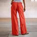 Women's Loose Fit High Waisted Stretch Jeans In Vibrant Orange-Red For Casual Street Style Versatile Styling Potential_ecoleips.com