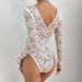 Women's Clothing Sexy Solid Color Lace Long Sleeved Hot Girl See Through Slim Jumpsuit_ecoleips.com