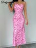 Dulzura Sleeveless Halter Backless Lace Up Floral Print Midi Dress Women’S Sexy Elegant Outfit Party Club Vacation Spring Summer_ecoleips.com