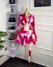 Women's Clothing American Style Dress Long Sleeve Sweet Floral Pleated Skirt Suit Collar Belt_ecoleips.com