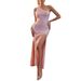 Temperament Light Luxury Sexy Sequin One Shoulder Dinner Party Cocktail Little Evening Dress_ecoleips.com