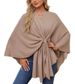 Women's Clothing V Neck Shawl Cape Coat Loose Fit Autumn Winter Outerwear Stylish_ecoleips.com