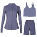 Women's 3-Piece Workout Set – Breathable Jacket, U-Back Sports Bra & 5" Shorts For Yoga, Running & Gym (S-Xxxl, 40+ Colors)_ecoleips.com