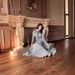 Women’s Clothing spring new printed folded slanted shoulders to show temperament floor length long skirt dress_ecoleips.com