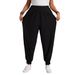 Women's plus Size Harem Pants Casual Style Elastic Waistband with Pockets Solid Color Comfortable Fit for Summer_ecoleips.com