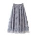 K Mesh Embroidered Half Skirt With Gentle Temperament, Medium Length Skirt, Three-dimensional Flower Heavy Yarn Skirt, Small Fresh Fairy Skirt_ecoleips.com