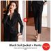 Women's Blue Suit Set Formal Attire Elegant Professional Wear for Speech Contests Art Exams Broadcasting on Camera_ecoleips.com