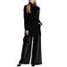 Autumn Winter Gold Velvet High Neck Slit Top Wide Leg Pants Two Piece Set Women's Loose Fitting_ecoleips.com
