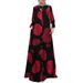 Cross-border Foreign Trade Women's Clothing: Cotton-linen Printed Shirt, Robe, Long Skirt, Round-neck Vintage_ecoleips.com